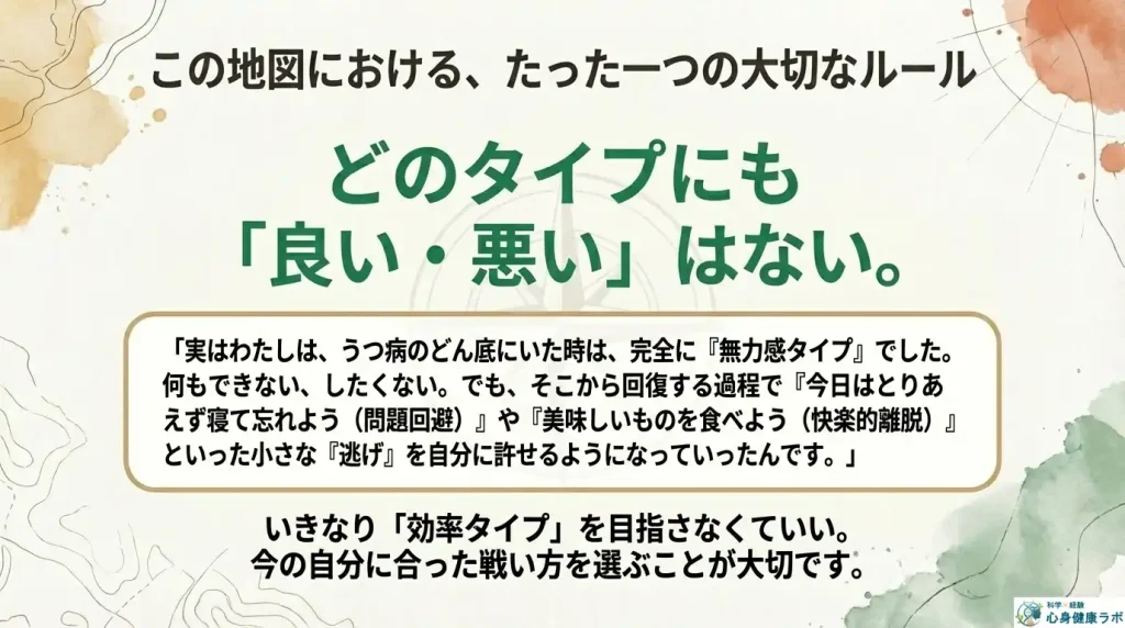 3. この「地図」をどう使う? 正解の使い分け方:決してどのタイプも良い悪いはない。