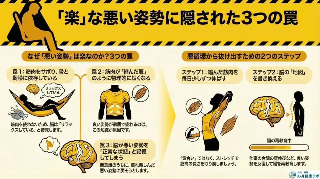 楽な悪い姿勢に隠された3つの罠