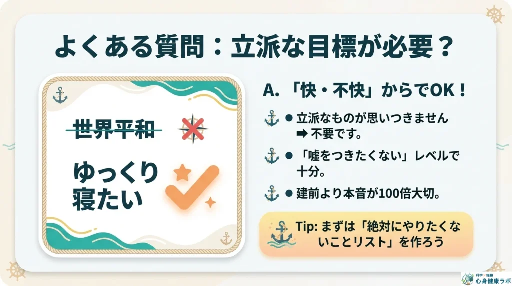 よくある質問立派な目標が必要?