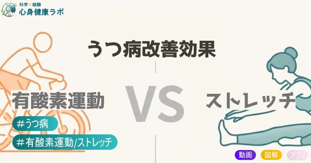 うつ病改善に「有酸素運動 vs ストレッチ」効果対決！科学が示した意外な「引き分け」と「決定的な差」